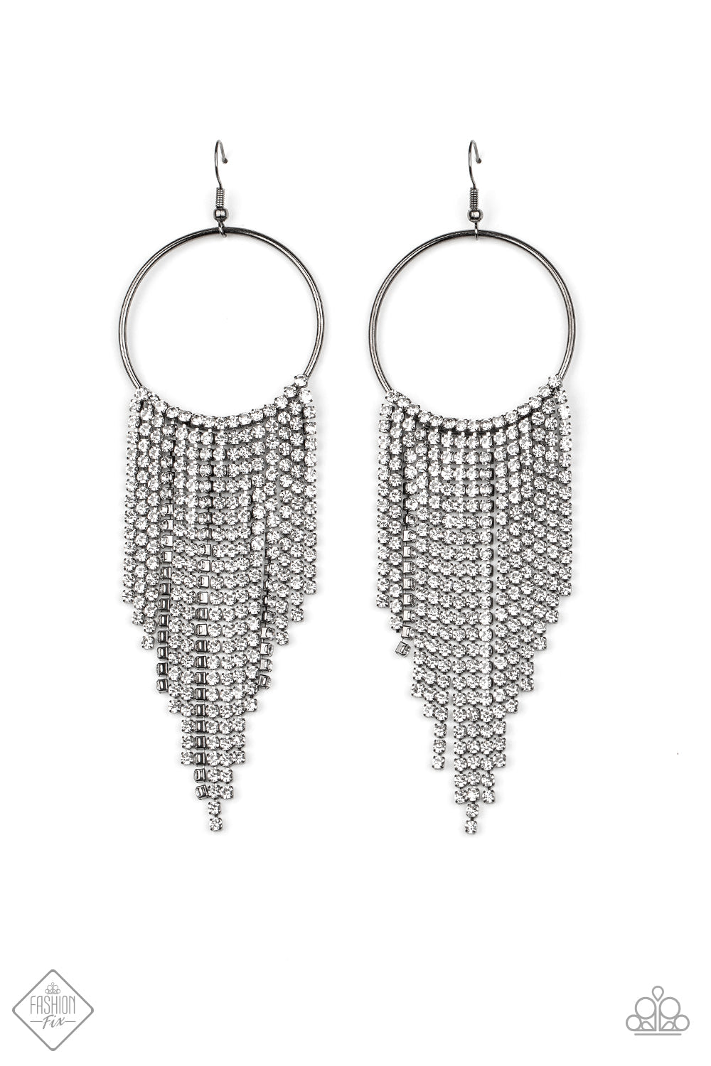Paparazzi Earring ~ Streamlined Shimmer - Black - Fashion Fix Sept 2020