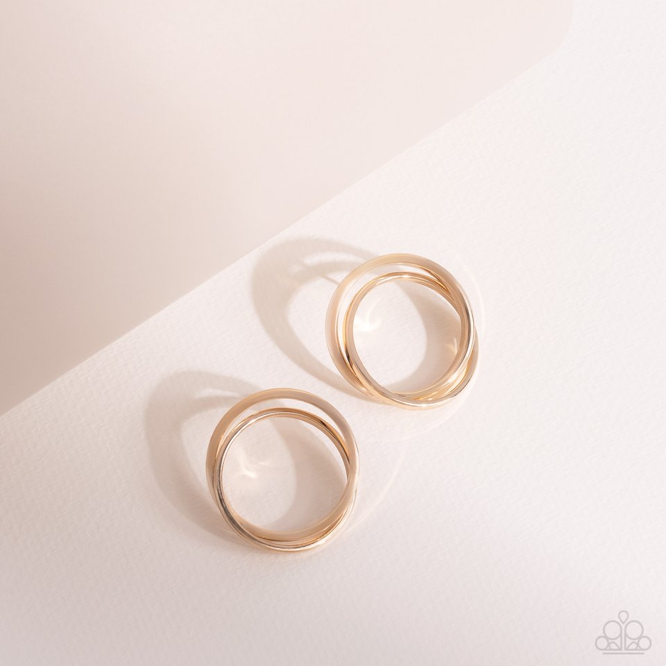 ​Always In The Loop - Gold - Paparazzi Earring Image