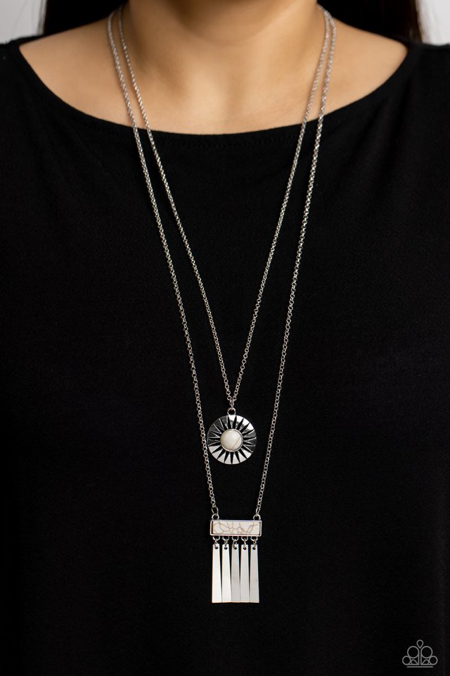 Sunburst Rustica - White - Paparazzi Necklace Image