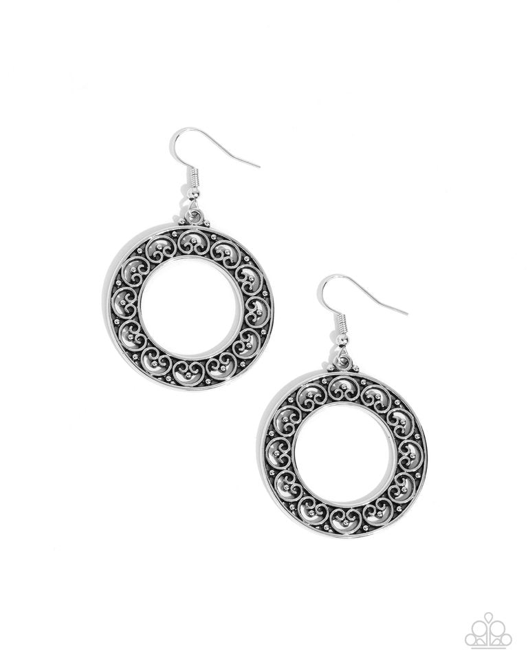 Vineyard Valentine - Silver - Paparazzi Earring Image