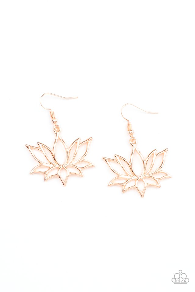 Lotus Ponds - Rose Gold - Paparazzi Earring Image