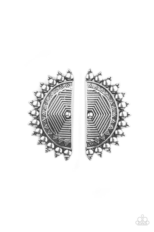 Fiercely Fanned Out - Silver - Paparazzi Earring Image