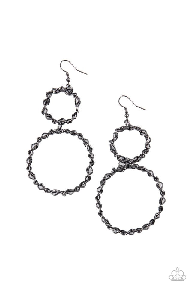 Twist of FABULOUS - Black - Paparazzi Earring Image