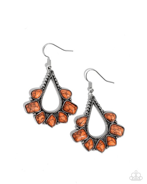 Mesa Trek - Orange - Paparazzi Earring Image