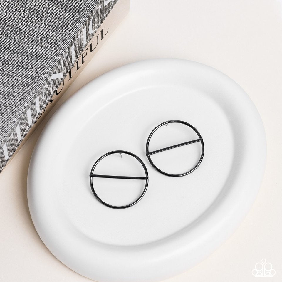 Dynamic Diameter - Black - Paparazzi Earring Image