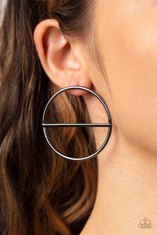 Dynamic Diameter - Black - Paparazzi Earring Image