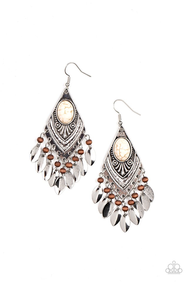 Earthy Etiquette - White - Paparazzi Earring Image