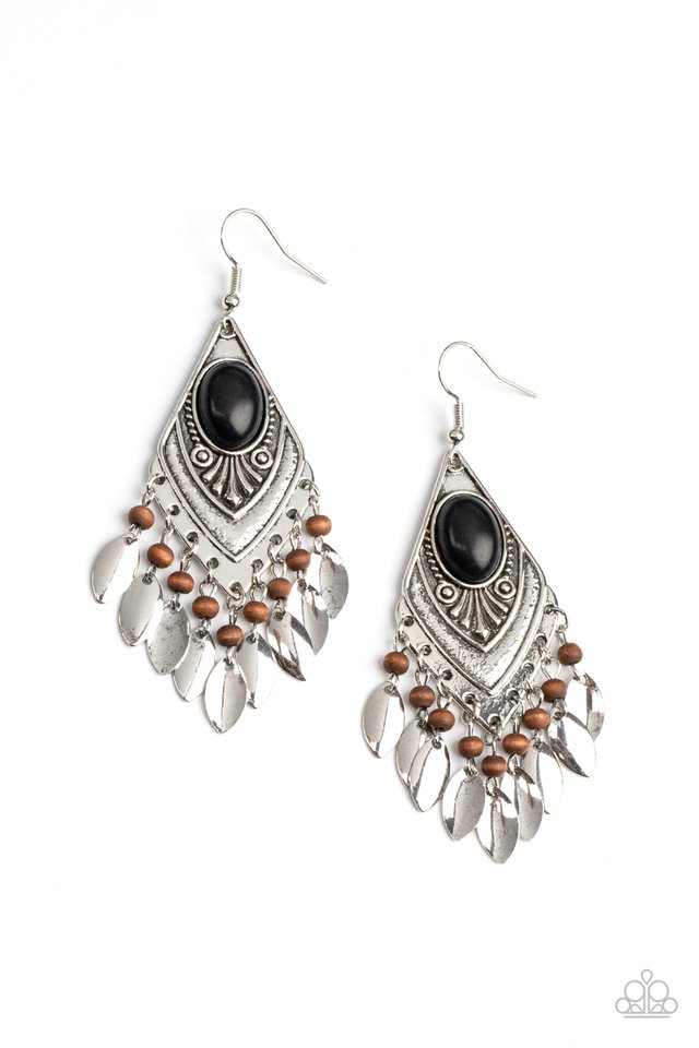 Earthy Etiquette - Black - Paparazzi Earring Image
