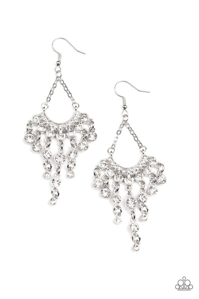 Commanding Candescence - White - Paparazzi Earring Image