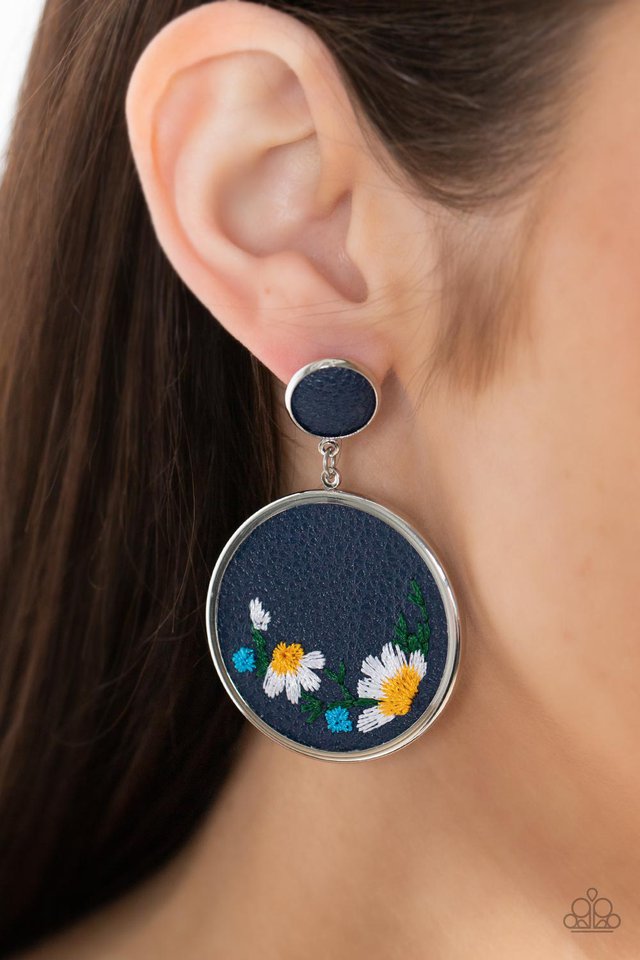 Embroidered Gardens - Blue - Paparazzi Earring Image