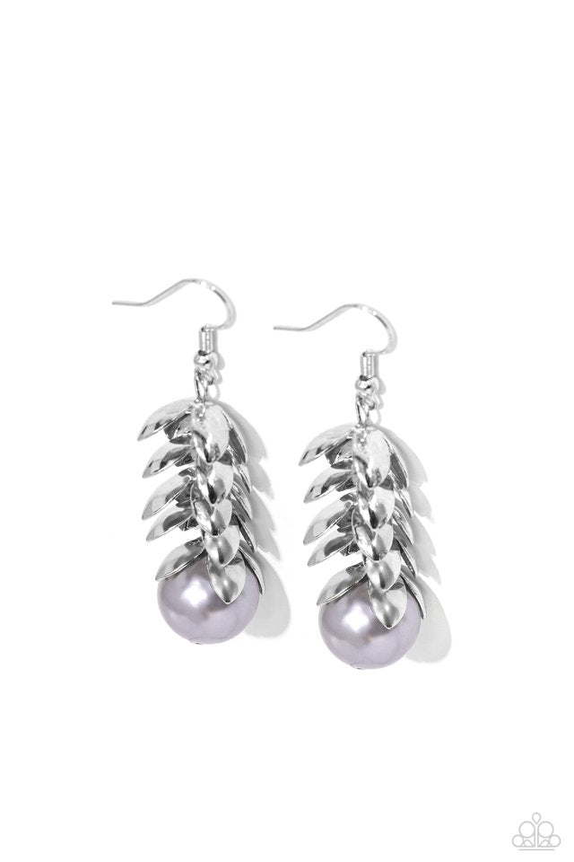 Ocean FROND Property - Silver - Paparazzi Earring Image