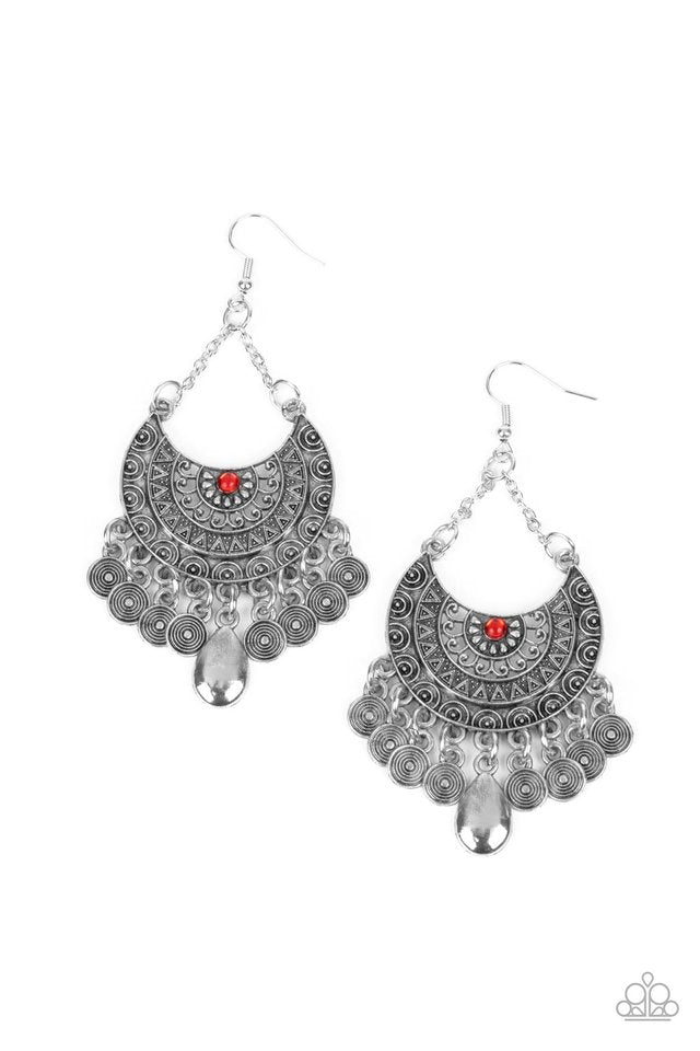 Lunar Allure - Red - Paparazzi Earring Image