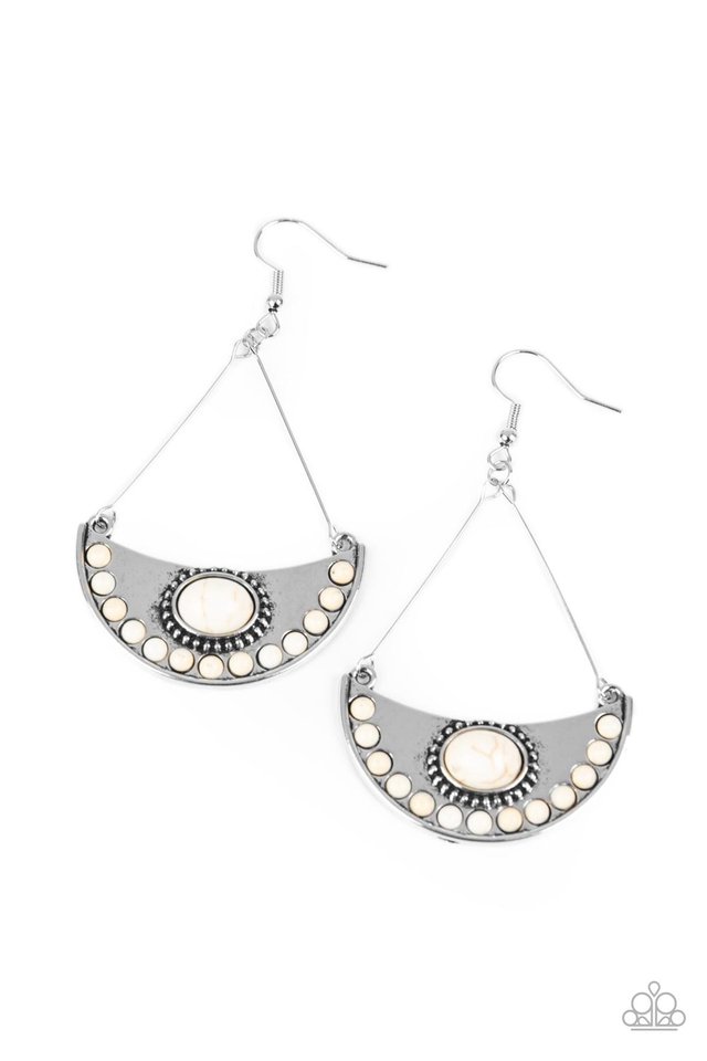 Canyon Canoe Ride - White - Paparazzi Earring Image