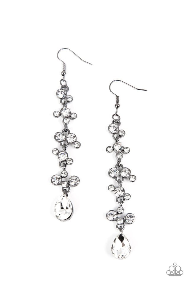 Wedding Day Dazzle - Black - Paparazzi Earring Image