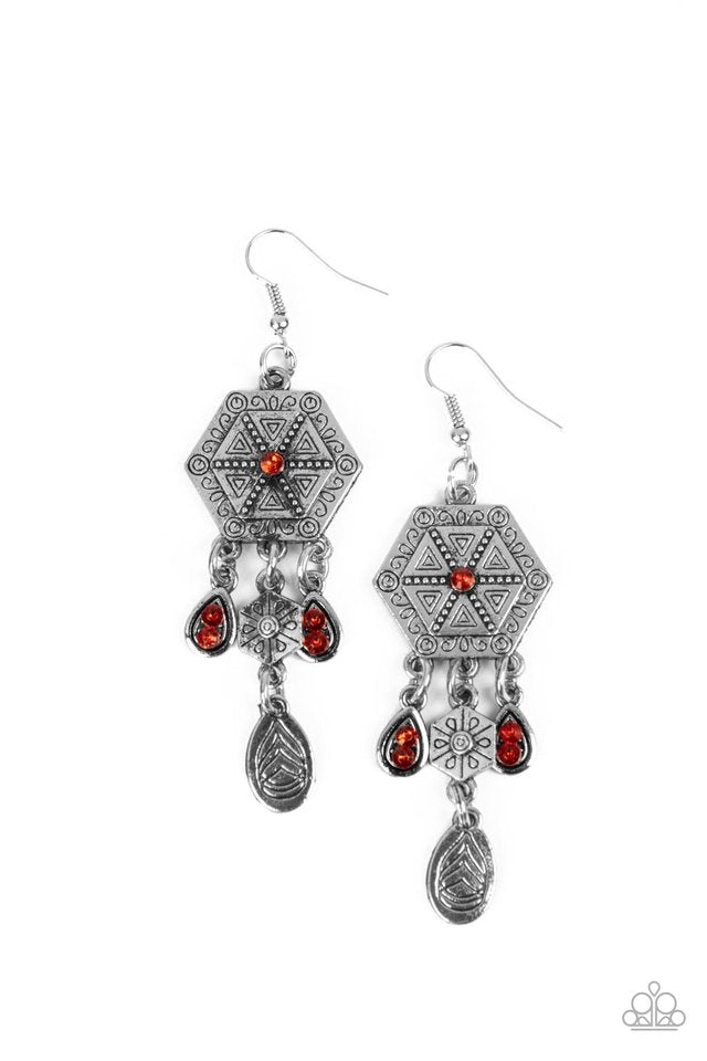 Dreamcatcher Delight - Orange - Paparazzi Earring Image