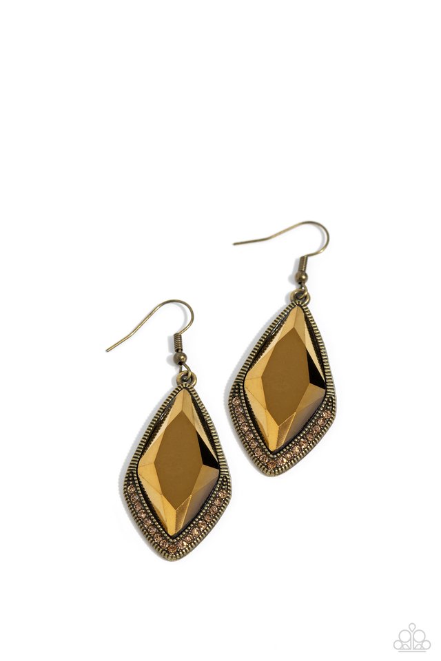 ​​Deco Dazzle - Brass - Paparazzi Earring Image