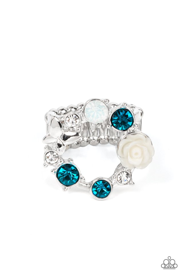 Butterfly Bustle - Blue - Paparazzi Ring Image