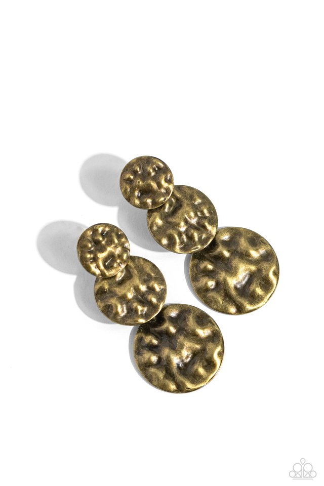 Triple Threat Texture - Brass - Paparazzi Earring Image