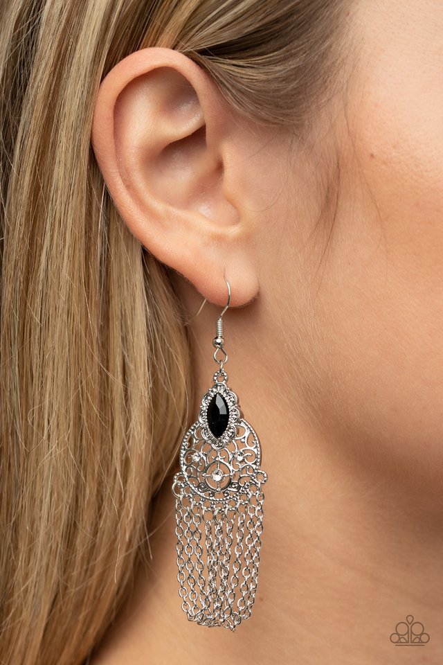 Pressed for CHIME - Black - Paparazzi Earring Image