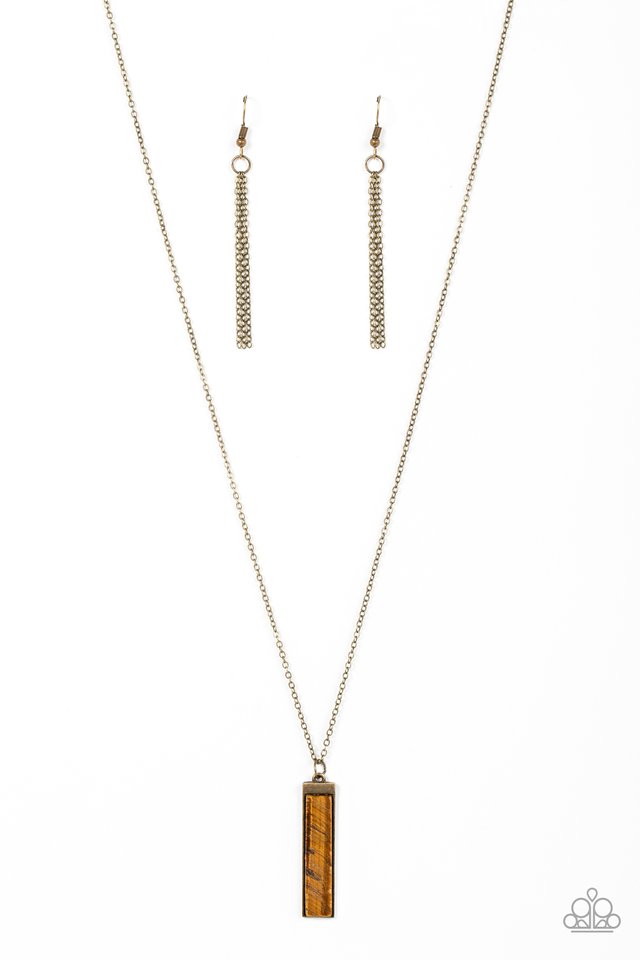 Set in GEMSTONE - Brass - Paparazzi Necklace Image
