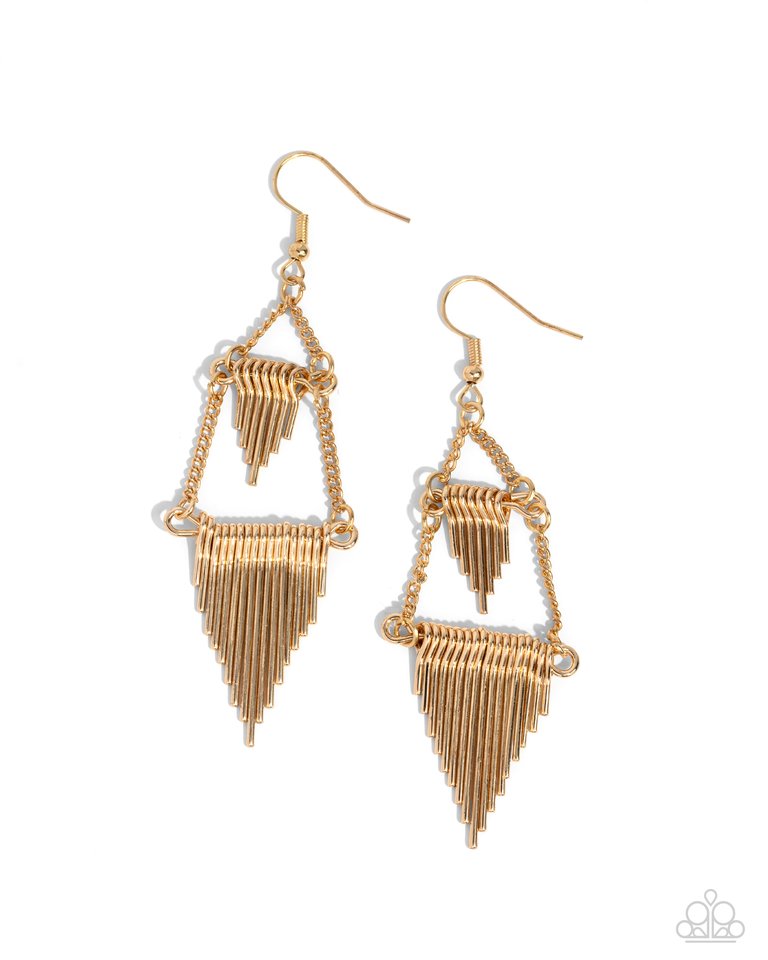 Greco Grotto - Gold - Paparazzi Earring Image