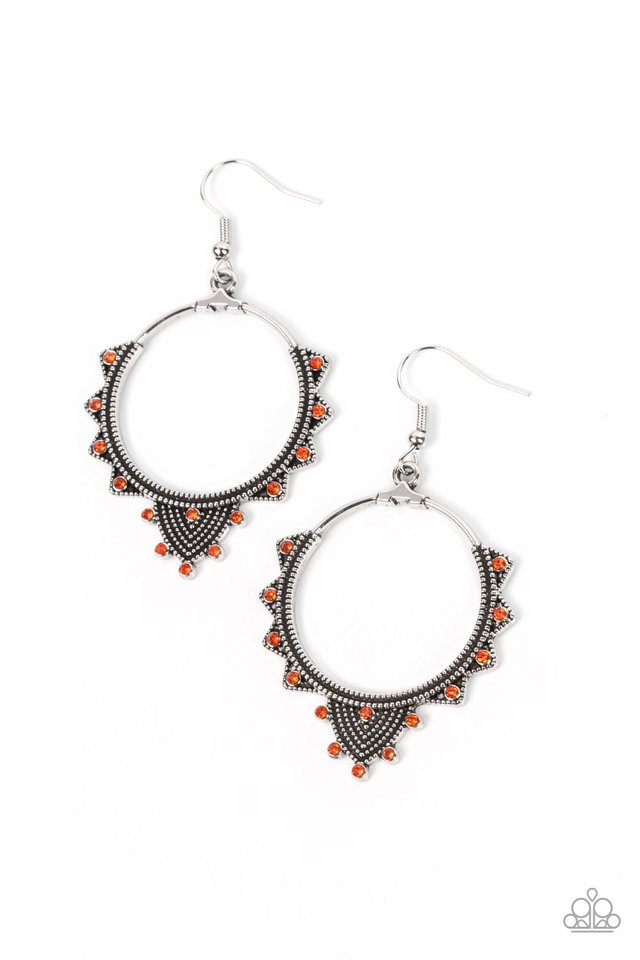 Textured Twinkle - Orange - Paparazzi Earring Image