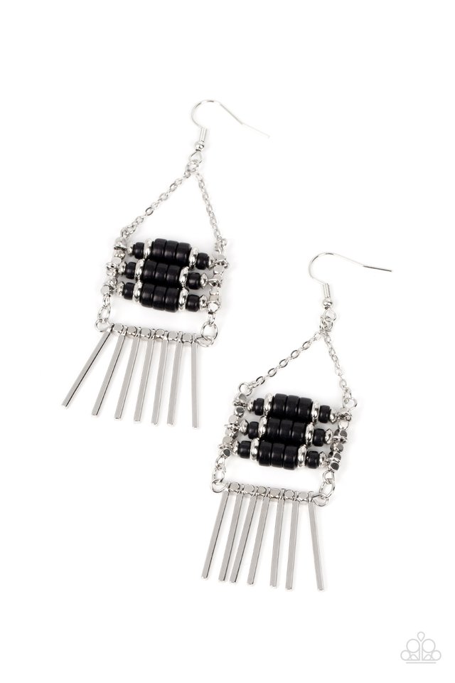 Tribal Tapestry - Black - Paparazzi Earring Image
