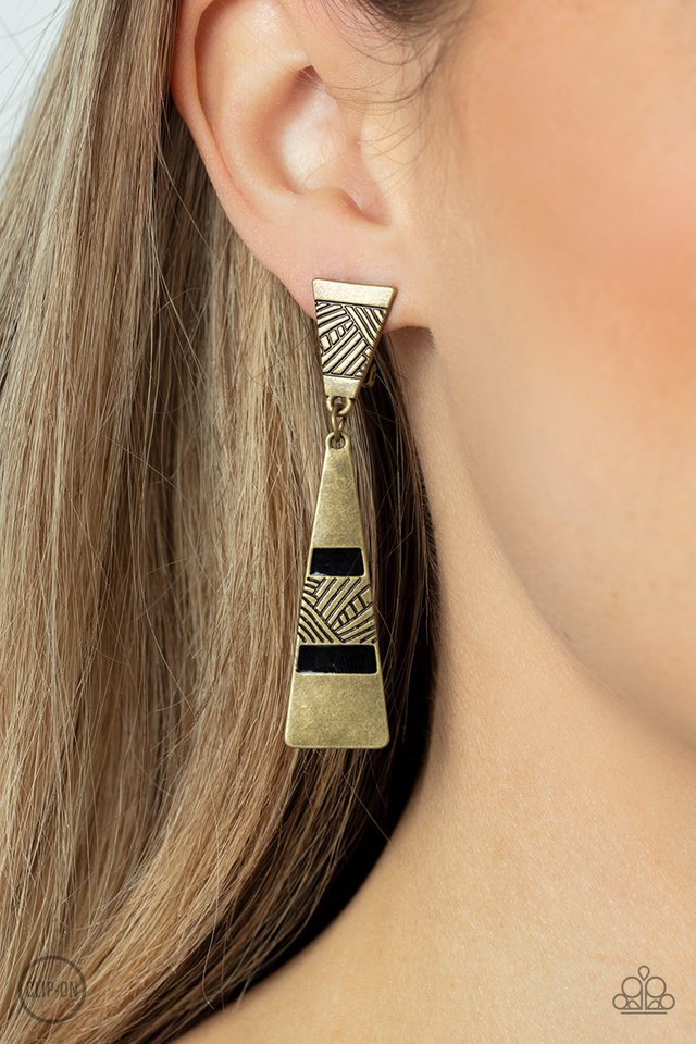 Safari Seeker - Brass - Paparazzi Earring Image