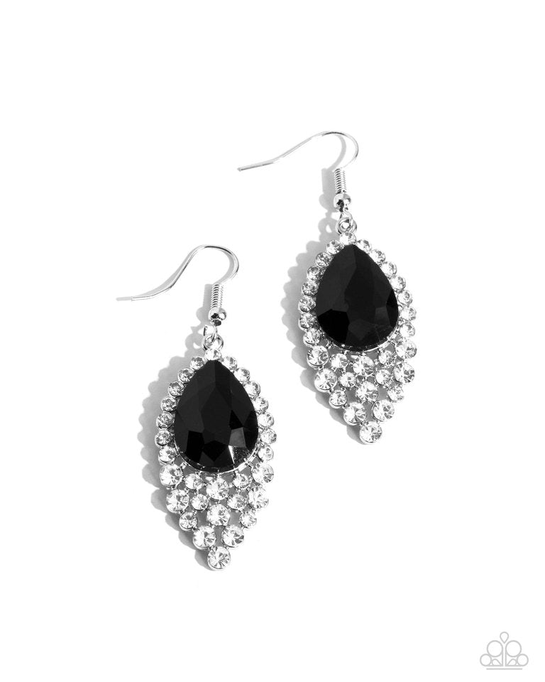 Glorious Glimmer - Black - Paparazzi Earring Image
