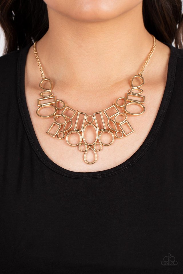 Geometric Grit - Gold - Paparazzi Necklace Image