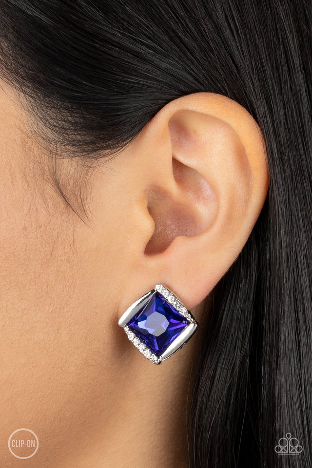 Sparkle Squared - Blue - Paparazzi Earring Image