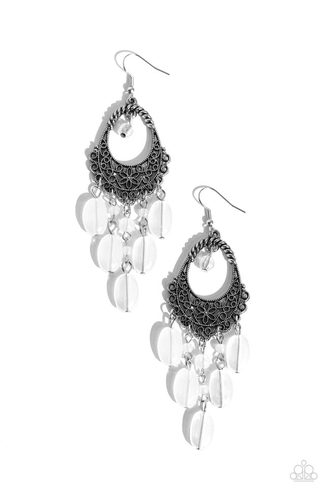 Botanical Escape - White - Paparazzi Earring Image