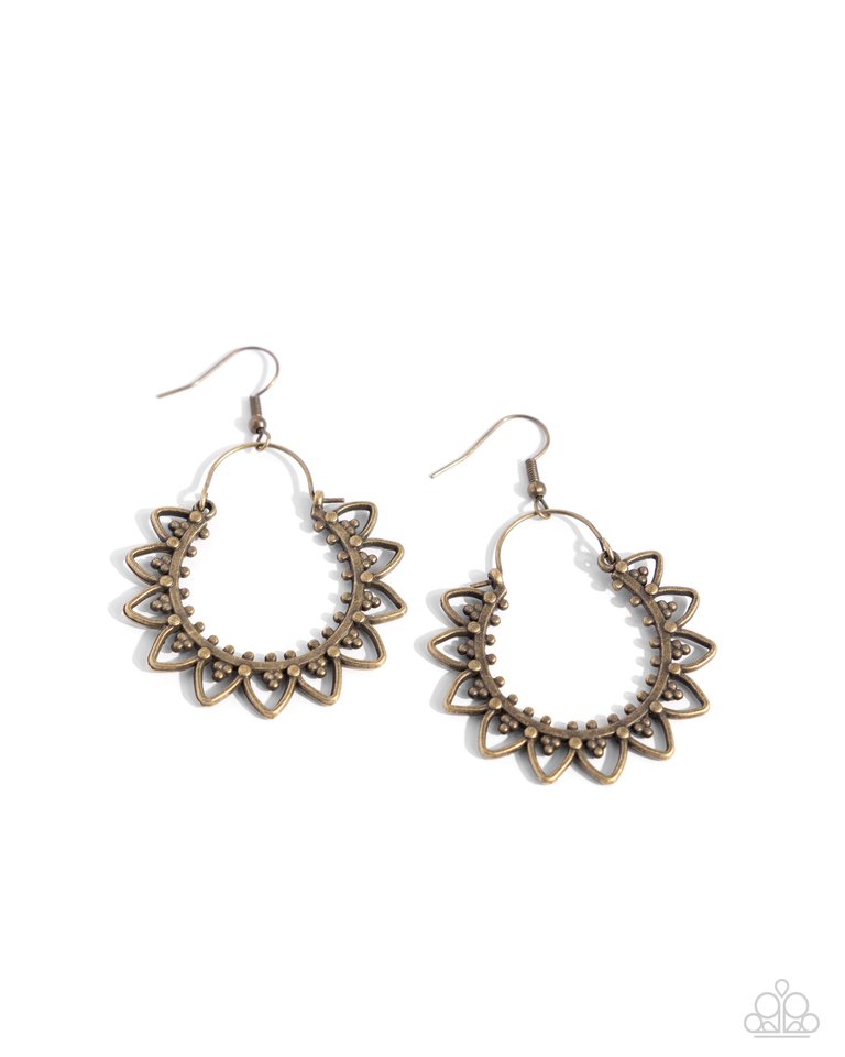 Botanical Tambourine - Brass - Paparazzi Earring Image
