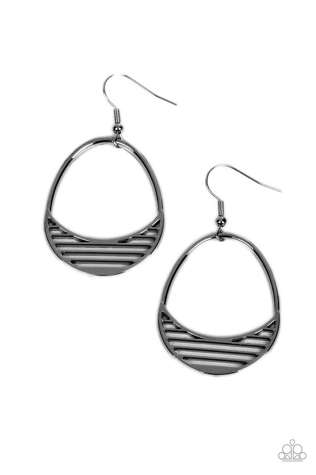 Segmented Shimmer - Black - Paparazzi Earring Image