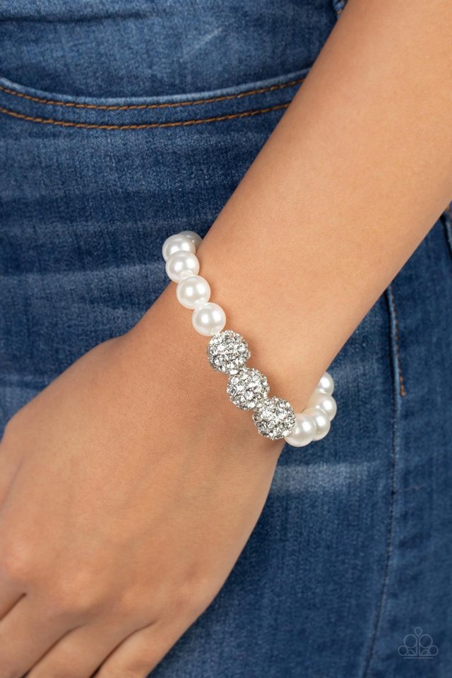 Breathtaking Ball - White - Paparazzi Bracelet Image