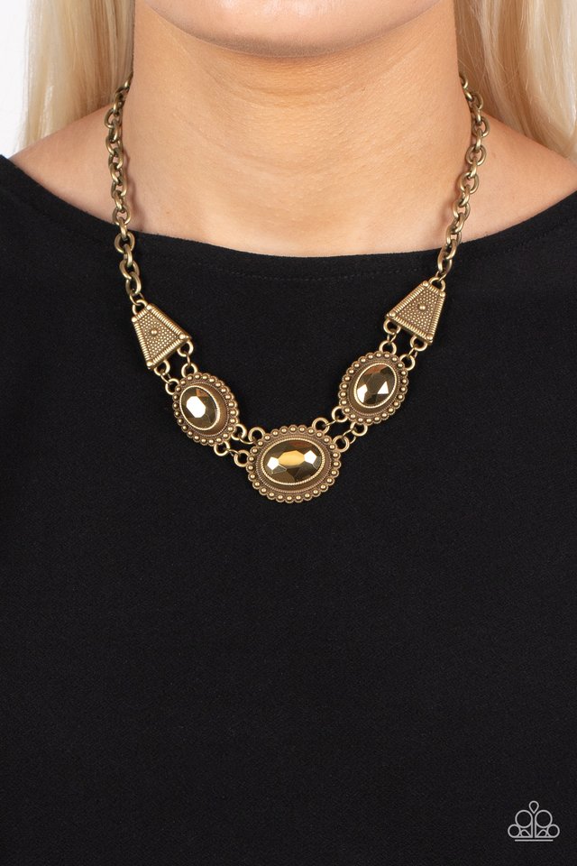 Textured TRAPEZOID - Brass - Paparazzi Necklace Image