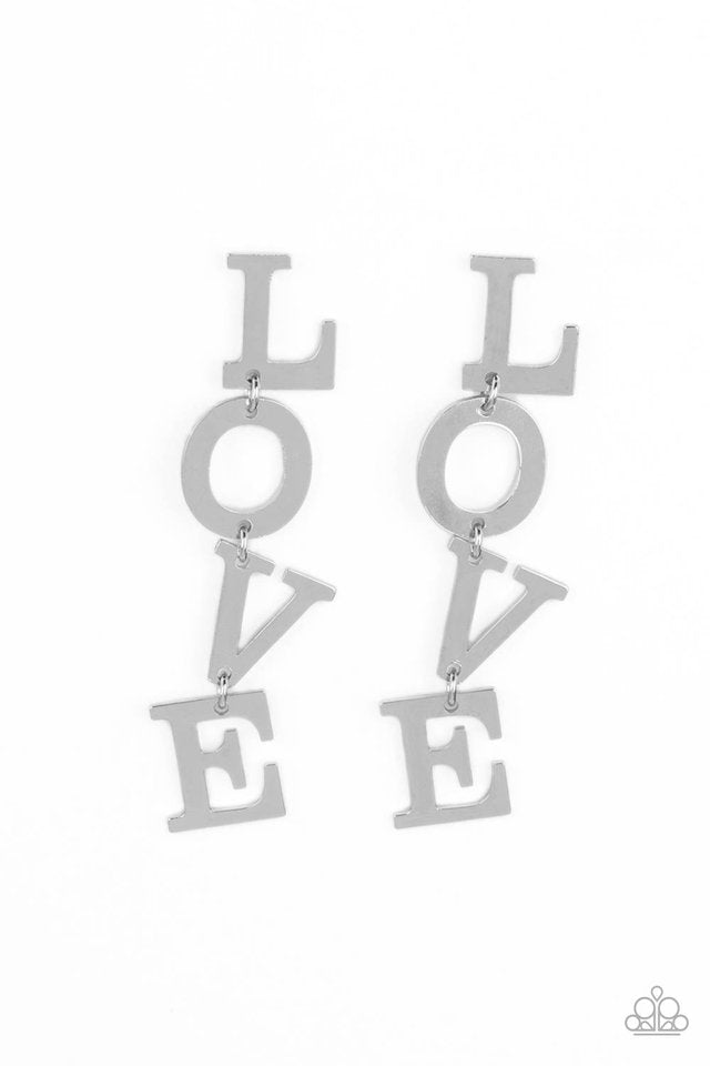 L-O-V-E - Silver - Paparazzi Earring Image