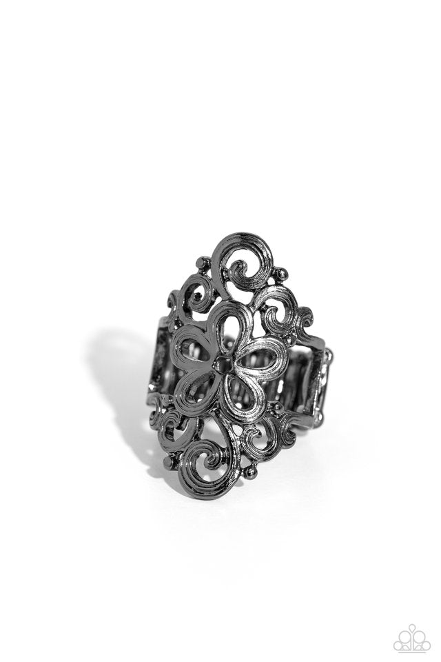 Fantastically Floral - Black - Paparazzi Ring Image