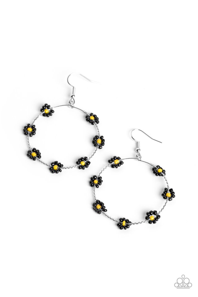 Dainty Daisies - Black - Paparazzi Earring Image