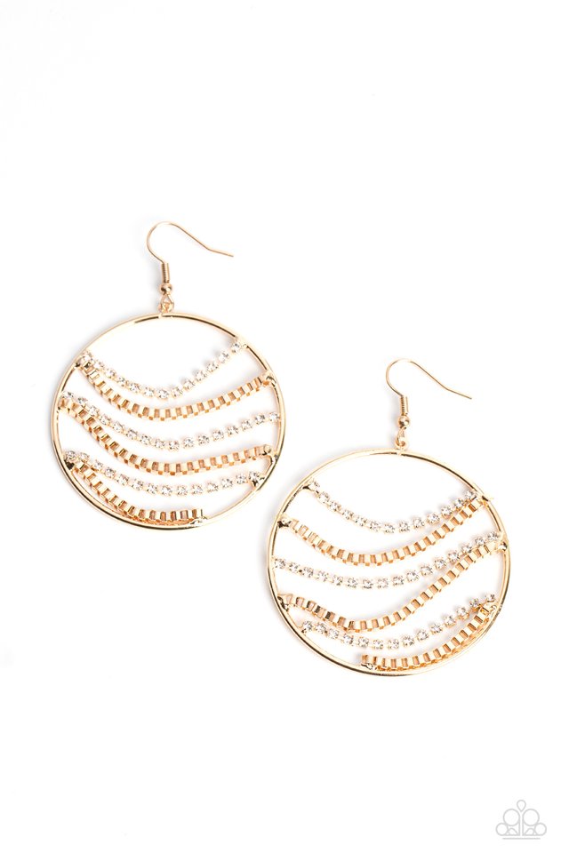 Fighting Fortune - Gold - Paparazzi Earring Image