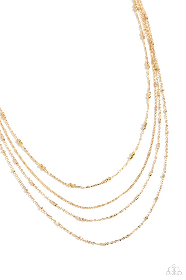 Studded Shimmer - Gold - Paparazzi Necklace Image