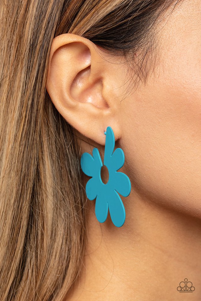 Flower Power Fantasy - Blue - Paparazzi Earring Image