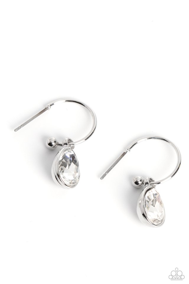 Teardrop Tassel - White - Paparazzi Earring Image