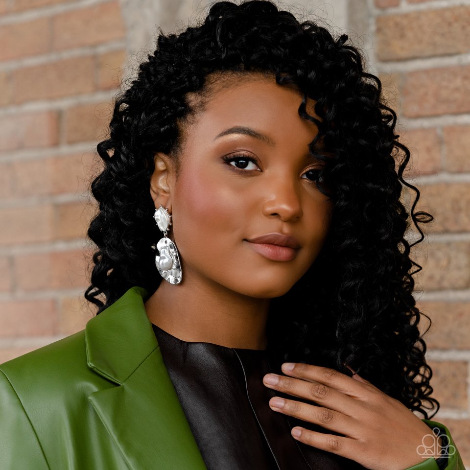 Rippling Rhapsody - White - Paparazzi Earring Image