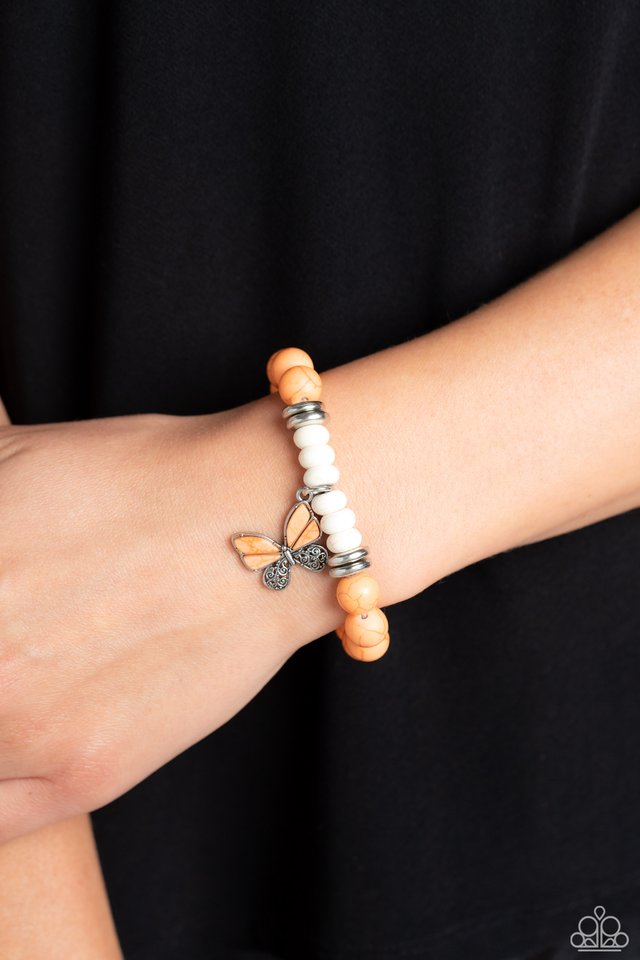 Bold Butterfly - Orange - Paparazzi Bracelet Image