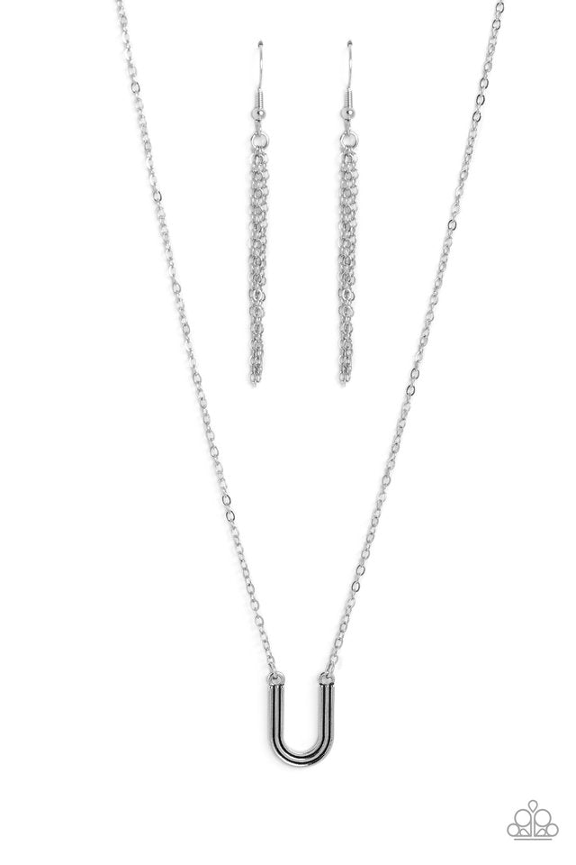 Leave Your Initials - Silver - U - Paparazzi Necklace Image