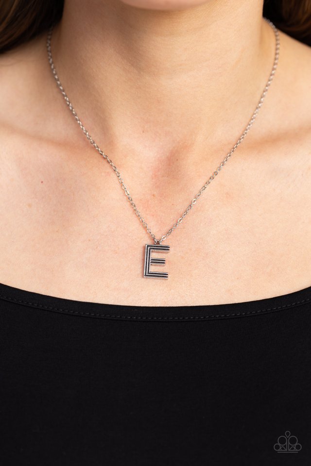 Leave Your Initials - Silver - E - Paparazzi Necklace Image