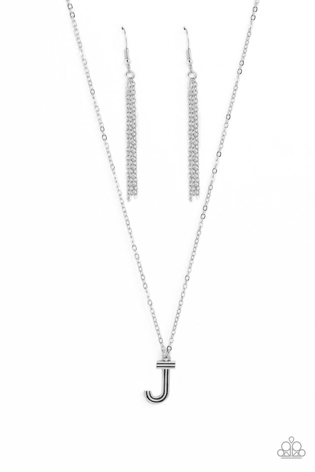 Leave Your Initials - Silver - J - Paparazzi Necklace Image