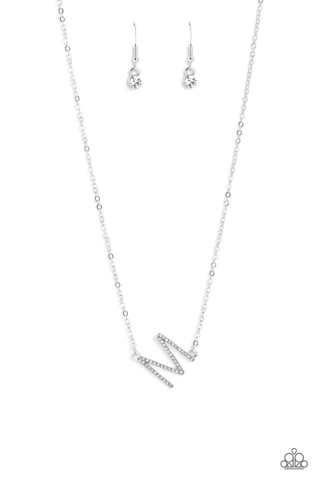 INITIALLY Yours - M - White - Paparazzi Necklace Image