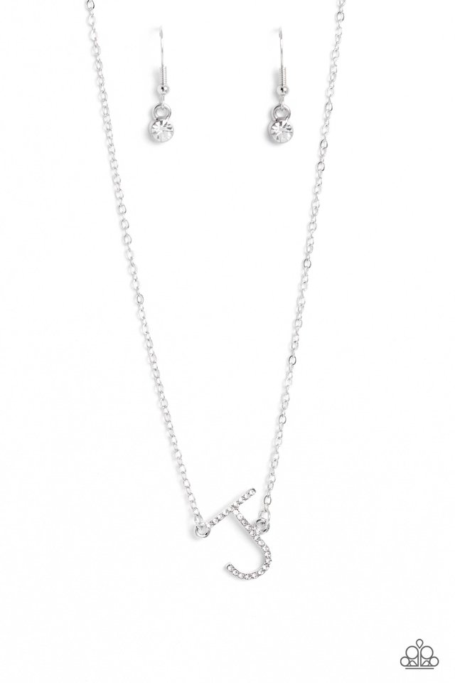 INITIALLY Yours - J - White - Paparazzi Necklace Image